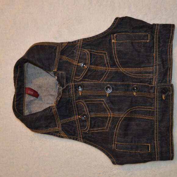 Max Rave dark denim crop vest with 4 pockets, shirt collar and racerback size S - Picture 3 of 13